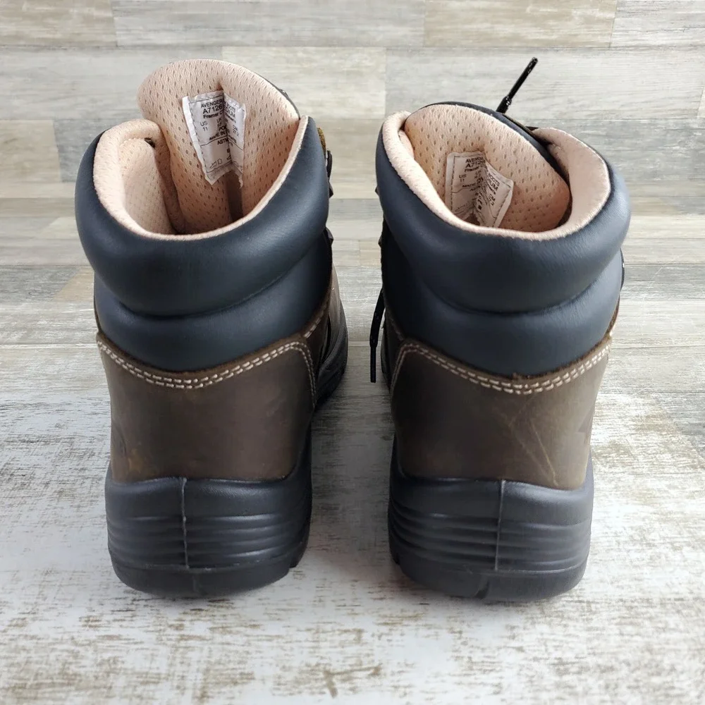 Avenger Framer A7130 Womens Boots Sz 11 Brown Leather Waterproof Lace Up Mid Top